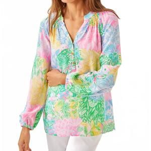 NEW LILLY PULITZER elsa long sleeve top in multi bright delight patch